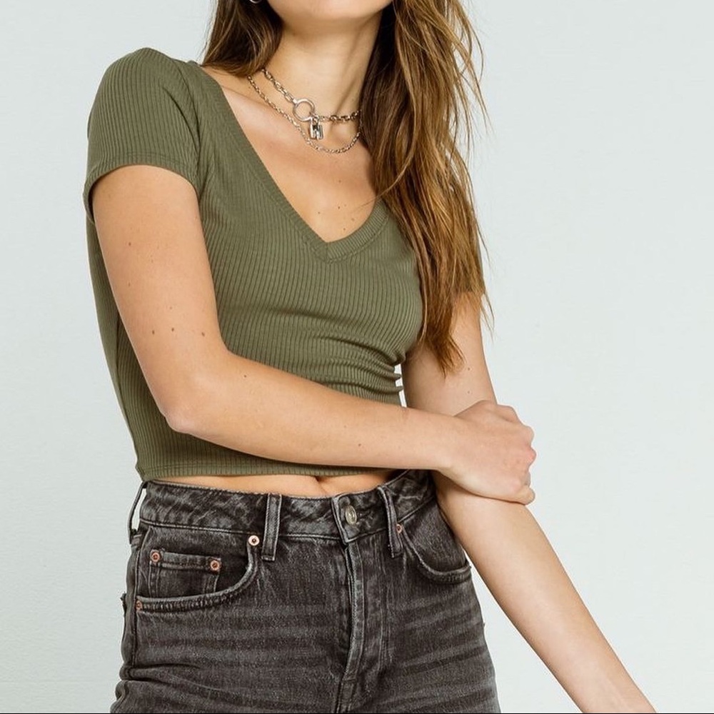 Green V Neck Top